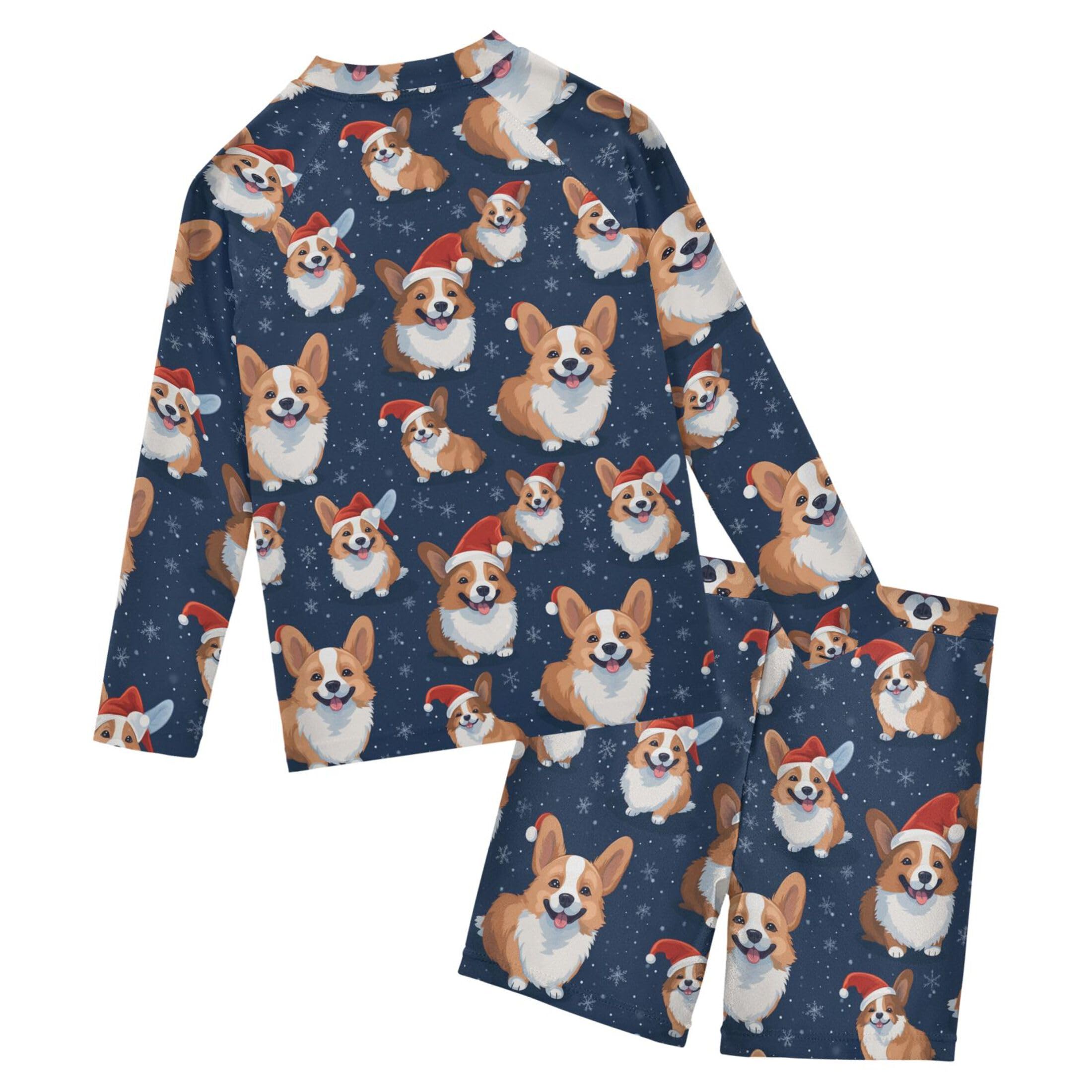 Dog Puppy Pug Boys Rash Guard Swimsuits Set for Boys Long Sleeve Swim Shirts Bathing Suits with Trunks B0402798