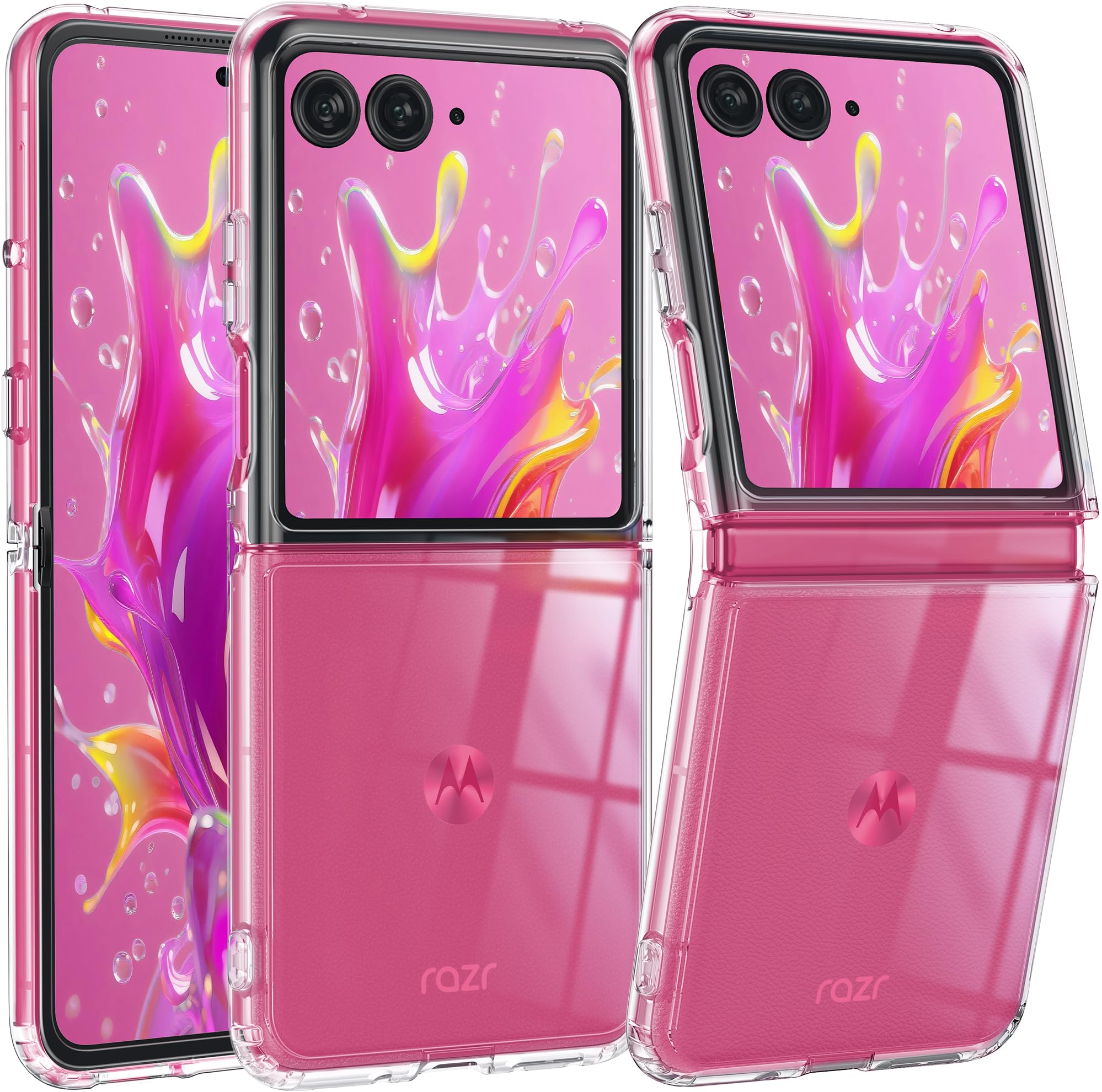 FNTCASE for Motorola Razr-Ultra-2026/2025 Clear Case with Screen Protector | Anti Yellowing, Military Grade Drop Protection, Rugged Shockproof Phone Cover, Transparent Cell Phone Case
