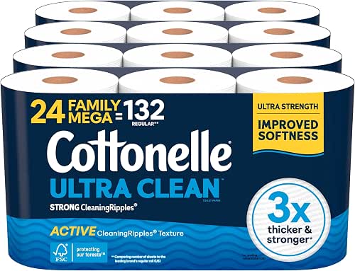 Cottonelle Ultra Clean Toilet Paper with Active CleaningRipples Texture, Strong