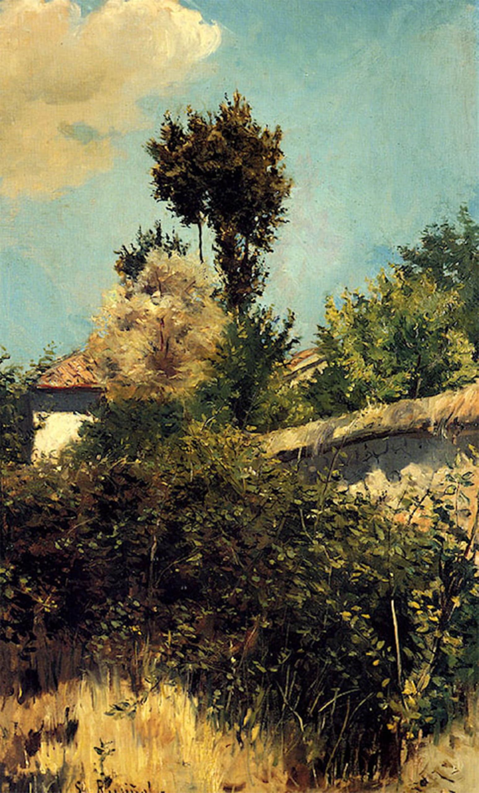 ARTXLXXBN Famous Painting Art Wall Decor Abstract Art Picture The Garden Wall Santiago Rusi?ol Animal Pictures for Home Decor 60x90cm