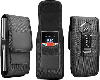 for Nokia 105 110 225 / Nokia 6300 3210 / Easyfone Prime A6 T6 Case | Protection Vegan Leather Wallet Holster with Belt Clip & Card Holder Carrying Case for ArtFone C1+4G / BLU Z5 Tank Mini