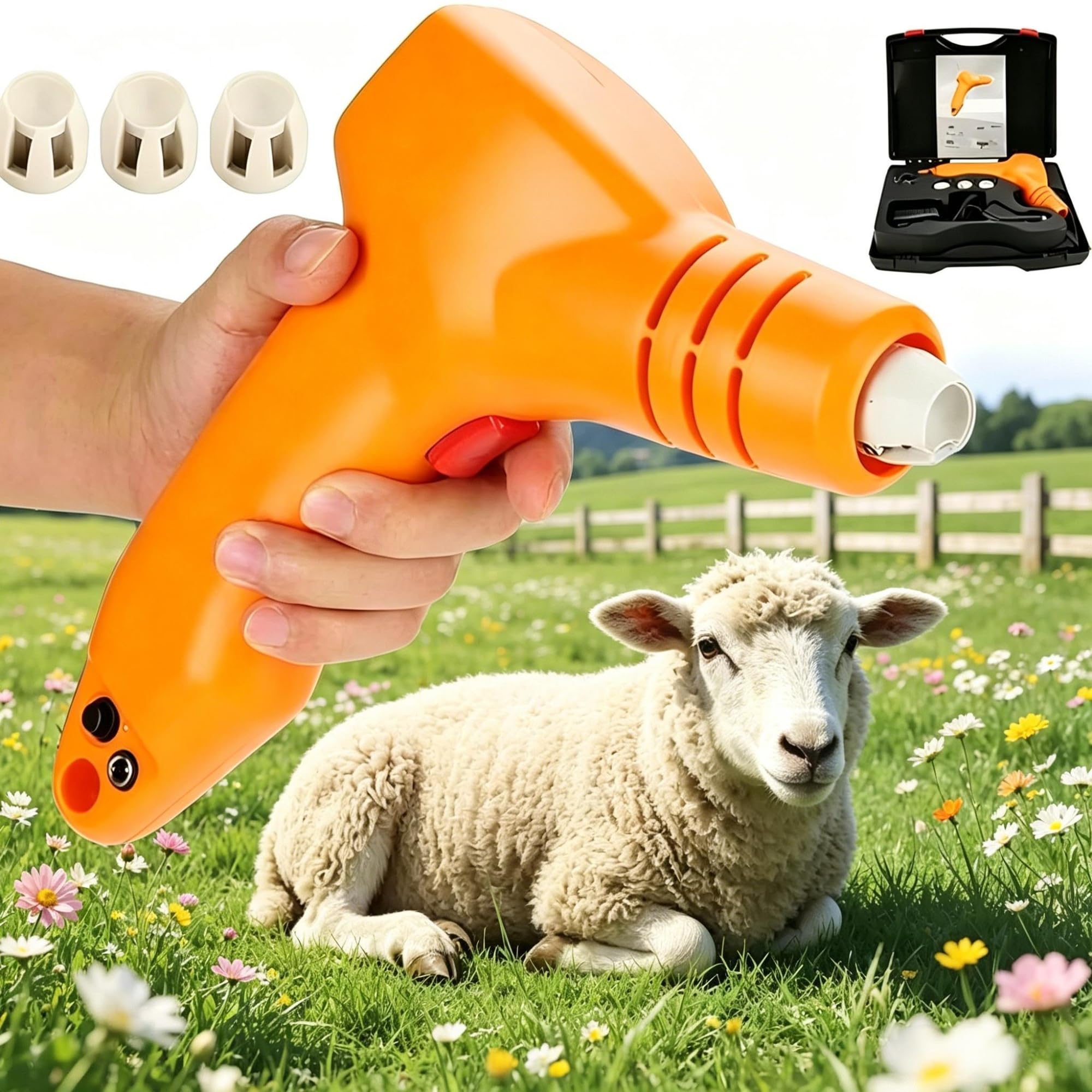 Kit profesional de descornado eléctrico Sierra de corte de cuernos de calentamiento rápido Para ganado vacuno ovino bovino Herramienta segura para la cría de ganado Para agricultores