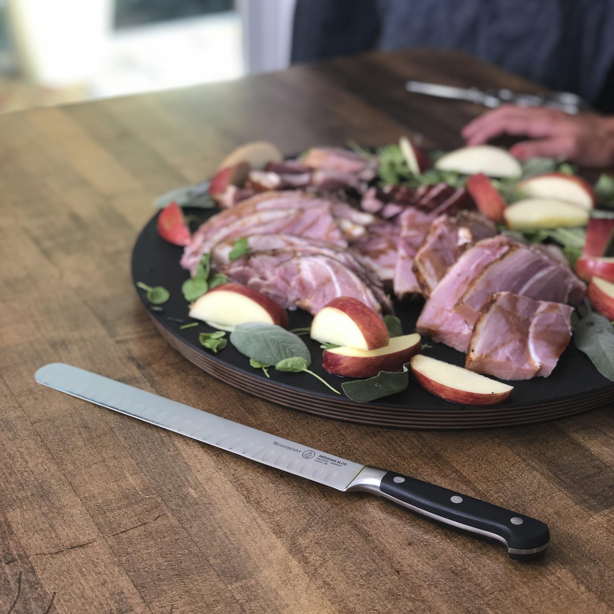 Messermeister Meridian Elite 10” Round-Tip Kullenschliff Slicer Knife - Fine German Steel Alloy Blade - Rust Resistant & Easy to Maintain — Amazon image 6