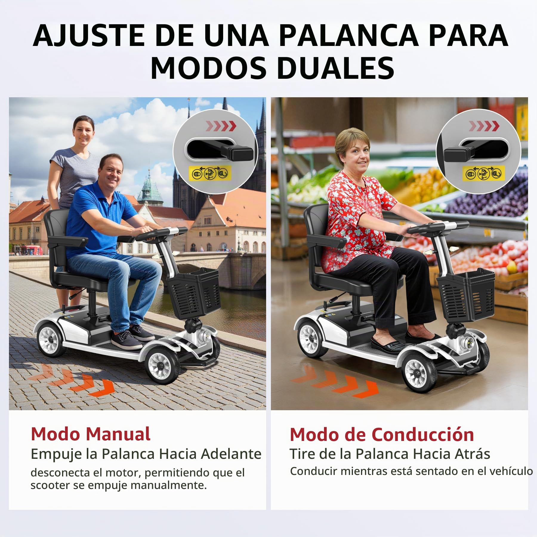 Scooter de movilidad plegable, silla de ruedas eléctrica plegable de 4 ruedas para adultos y personas mayores, con batería de largo alcance, cesta y luz para coche