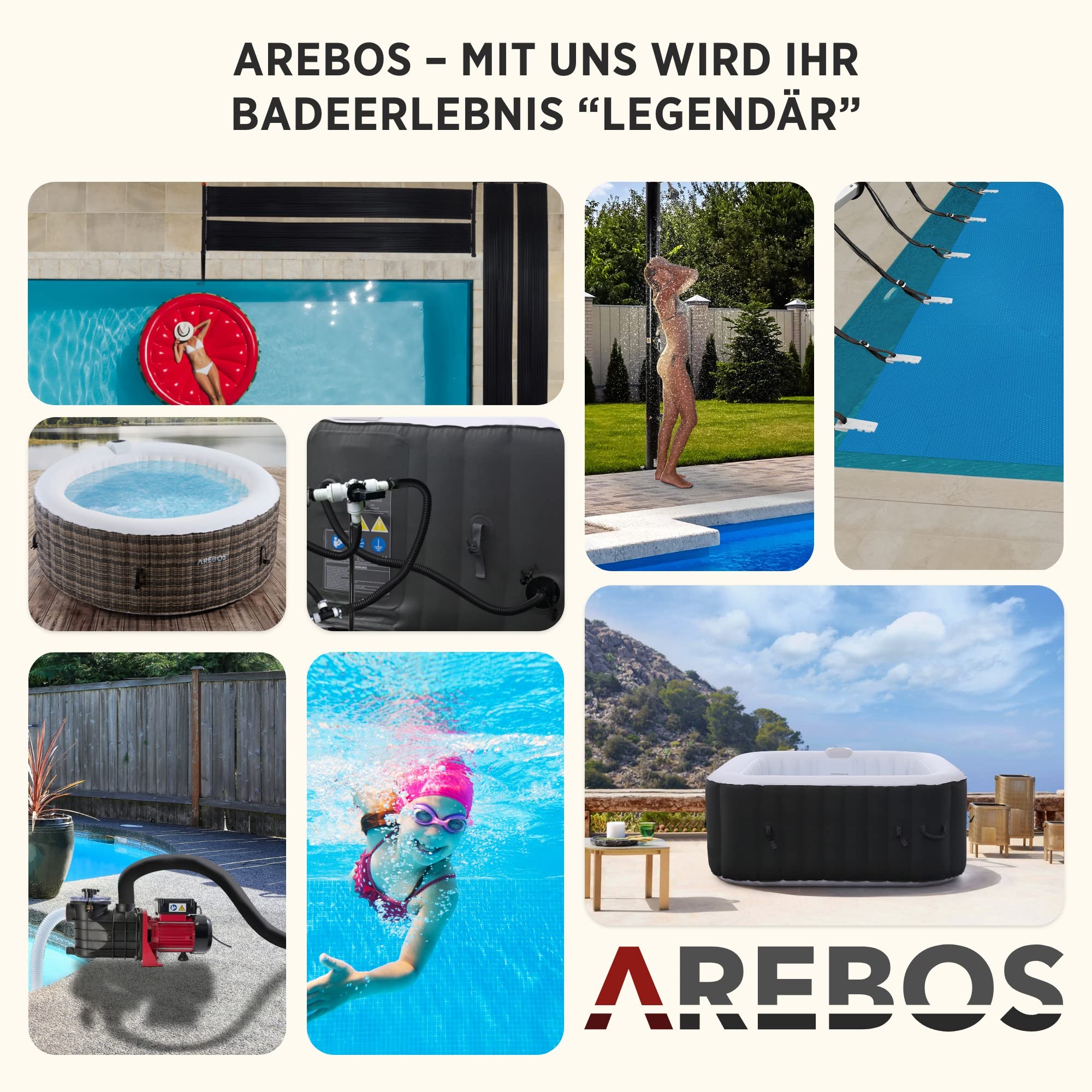 Arebos Bypass Set Pool 12 - teilig Sandfilteranlagen Poolheizung Wärmepumpe Solarheizung T-Stück Teflonband 3 Wege Ventil