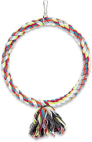 Spoiled Pet Percha de algodón grande con forma de cuerda para pájaros, fabricada con materiales naturales, segura para trepar y masticar, ideal para