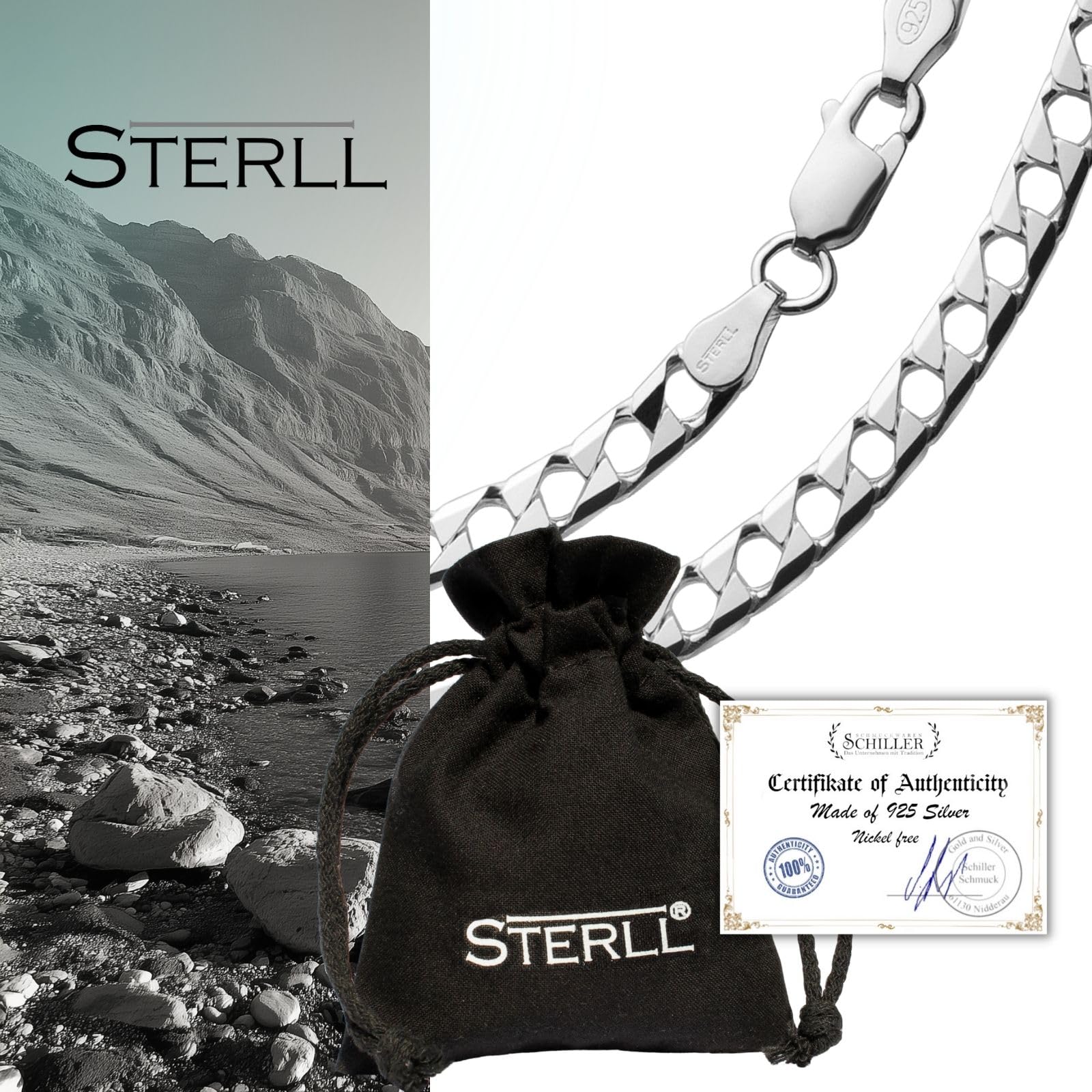 Herren Hals-Kette Echt Silber Ohne Anhänger Nachhaltige Verpackung Geschenke für Männer