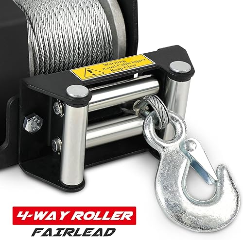 Miniatura 9 de Cabrestante eléctrico de 2500 libras, cable de acero impermeable de 12 V con control remoto con cable y placa de montaje ATV UTV remolque