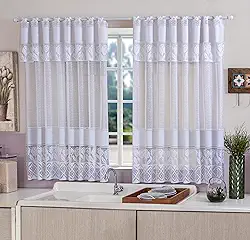 Cortina Rendada para Cozinha com Bandô – Modelo Tulipa Branca | Elegância e Charme para Sua Janela – 220x120 cm