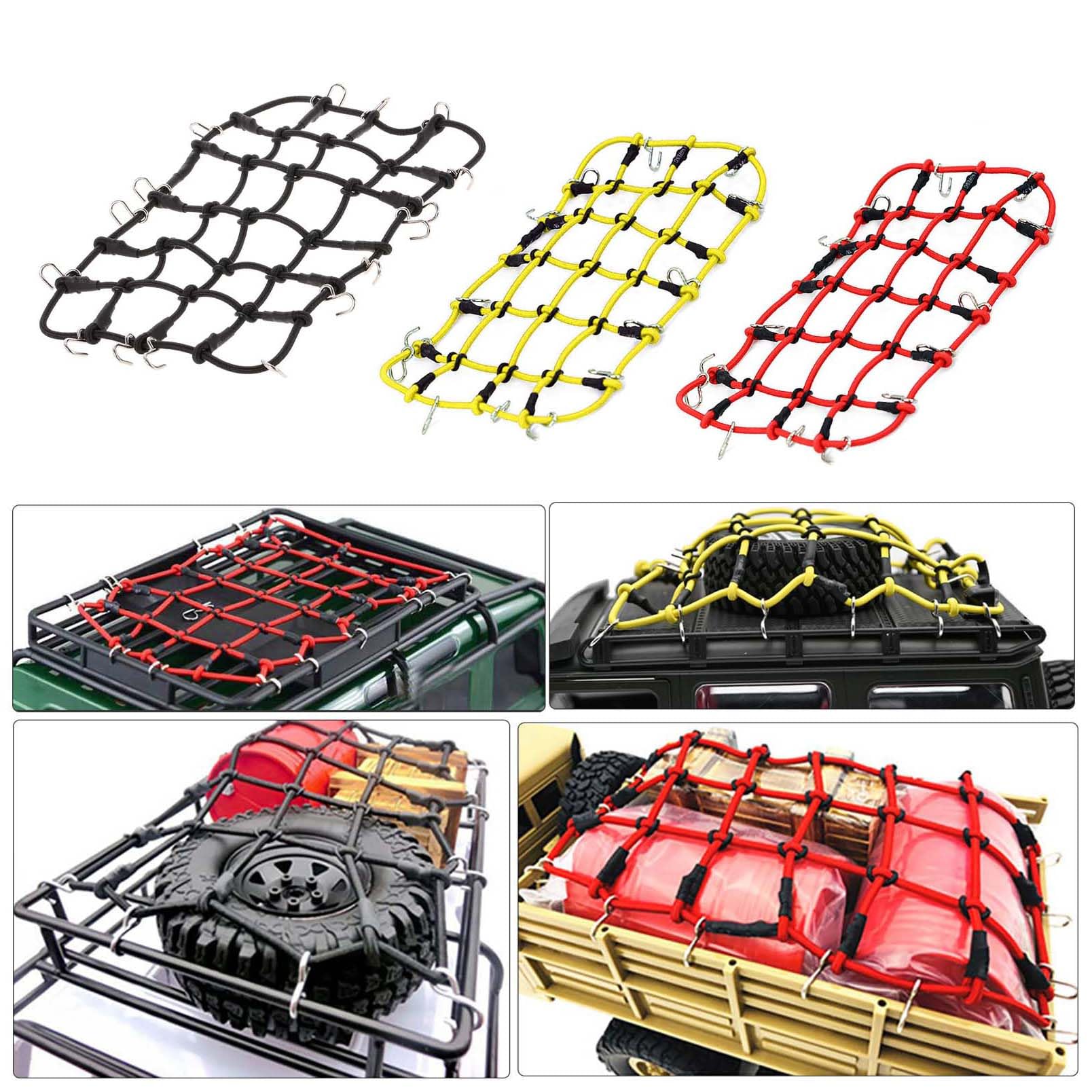 KEEDA Elastic Cargo Net with Hooks Scale Accessories for 1/10 RC Vehicles RC Crawler Car Truck Axial SCX10 D90 TRX4 (Black) - Image 3