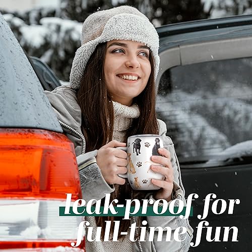 Miniatura 9 de Greenline Goods Vasos aislados de 12 onzas con tapa de Chihuahua, vasos de acero inoxidable para bebidas calientes y frías, elegante diseño de taza