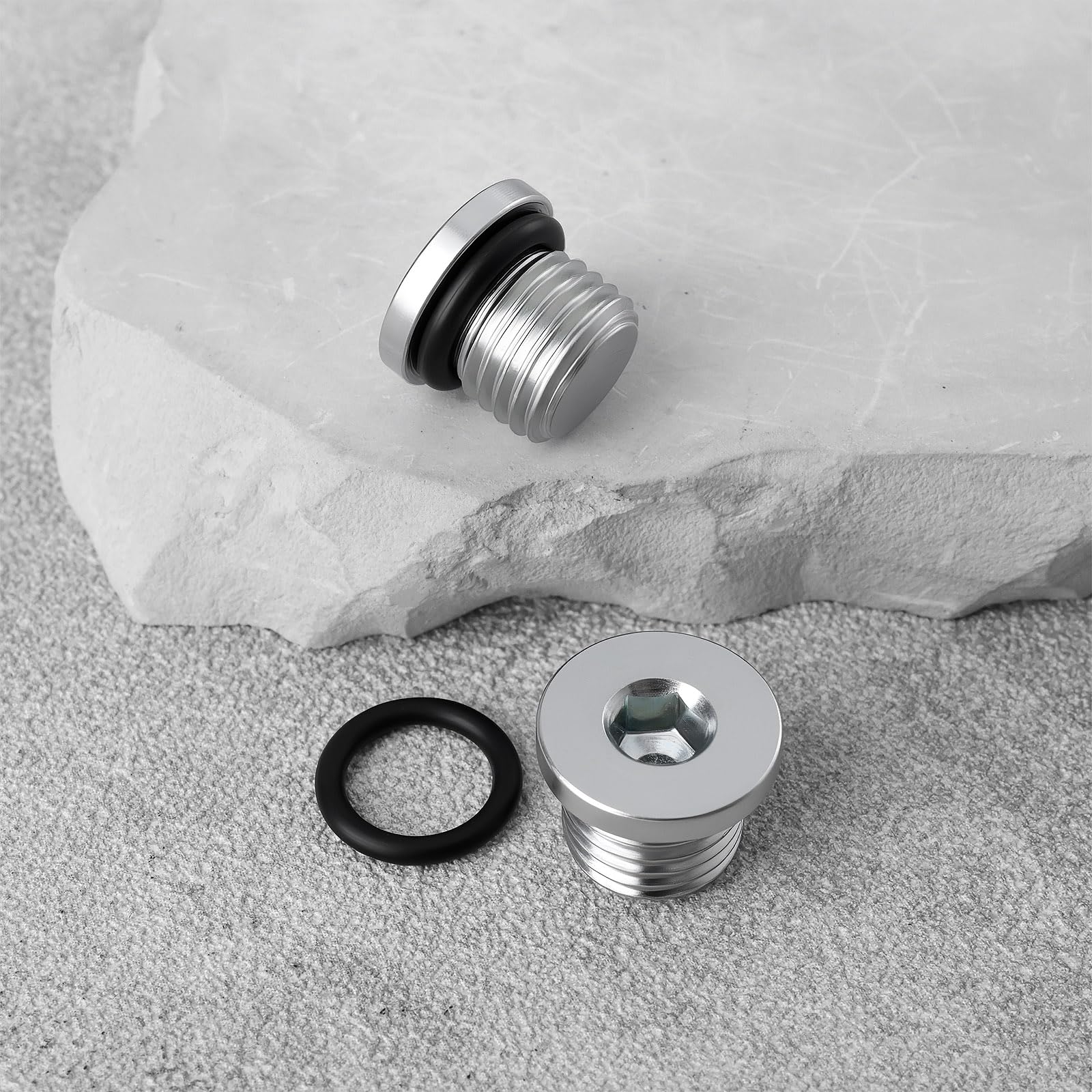 Lot de 2 bouchons UNF en acier zingué 7/16"-20 UNF avec joint en caoutchouc pour applications basse et haute pression
