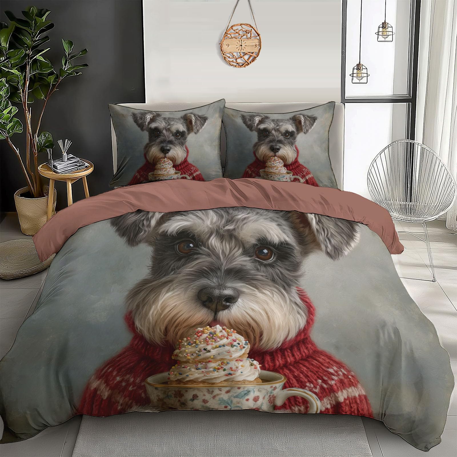 Parure de Lit Enfant Schnauzer 240x260 Housse de Couette pour Chambre