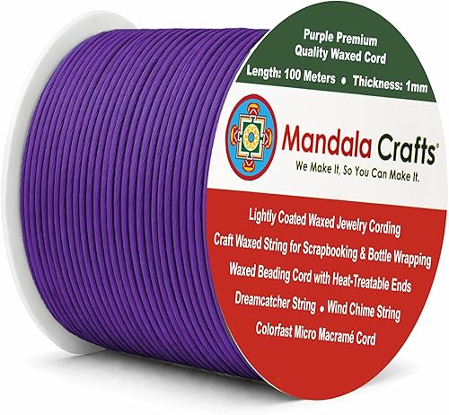 Miniatura 85 de Cuerda Mandala Crafts 0.03 pulgadas 109 yardas para hacer joyería, artesanía, macramé, cuerda de algodón encerado