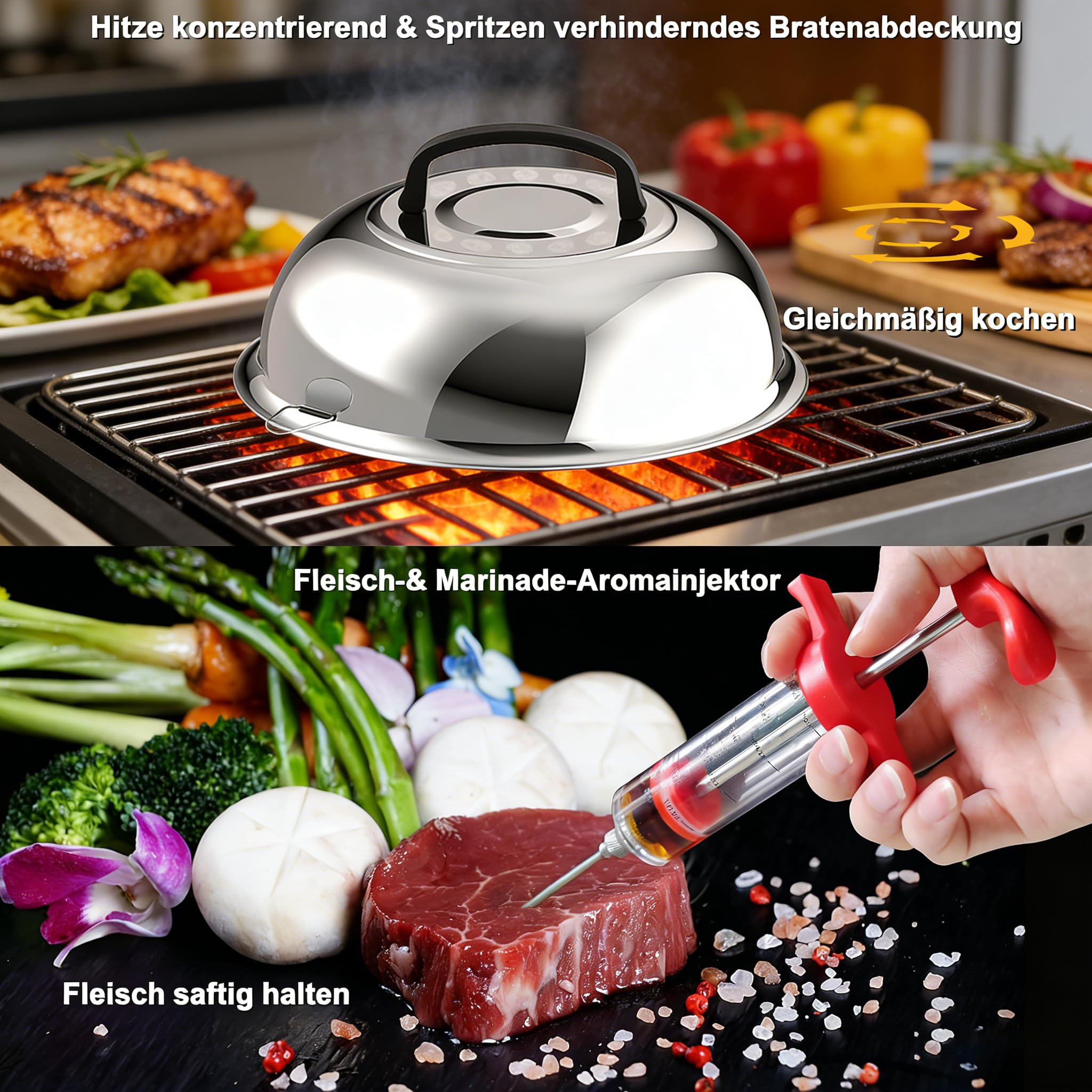 Kit d'accessoires de Barbecue en Acier Inoxydable, Spatule Plancha Set, 21 Pièces