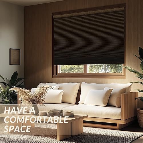 Miniatura 5 de Boolegon Persianas celulares con filtro de luz inalámbrica, persianas de panal personalizadas con aislamiento térmico para el hogar, dormitorio,