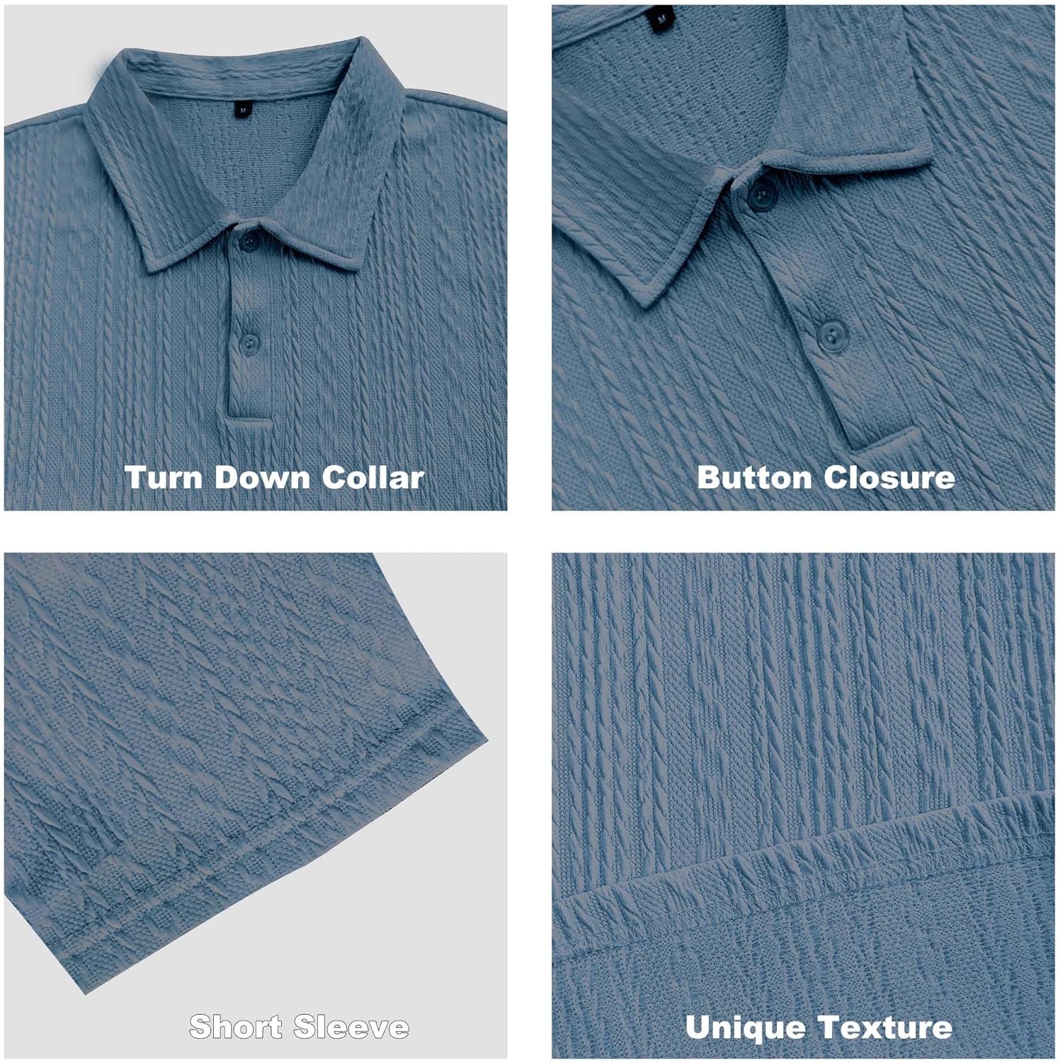 LOGEEYAR Mens Knit Polo Shirts Short Sleeve Regular Fit Textured Polo T-Shirts Summer Casual Collared Golf Shirts - Image 6