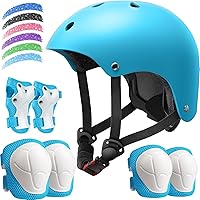 Vista 13 de Juego de casco de bicicleta para niños, casco ajustable para niños de 2-3-5-8-14 años, juego de almohadillas para niños pequeños con rodilleras