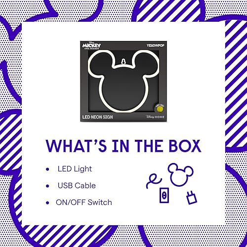 Miniatura 3 de Yellowpop Letreros de neón para decoración de pared, Disney Mickey Mouse (orejas), luces LED de neón de bajo consumo para pared de dormitorio, fácil