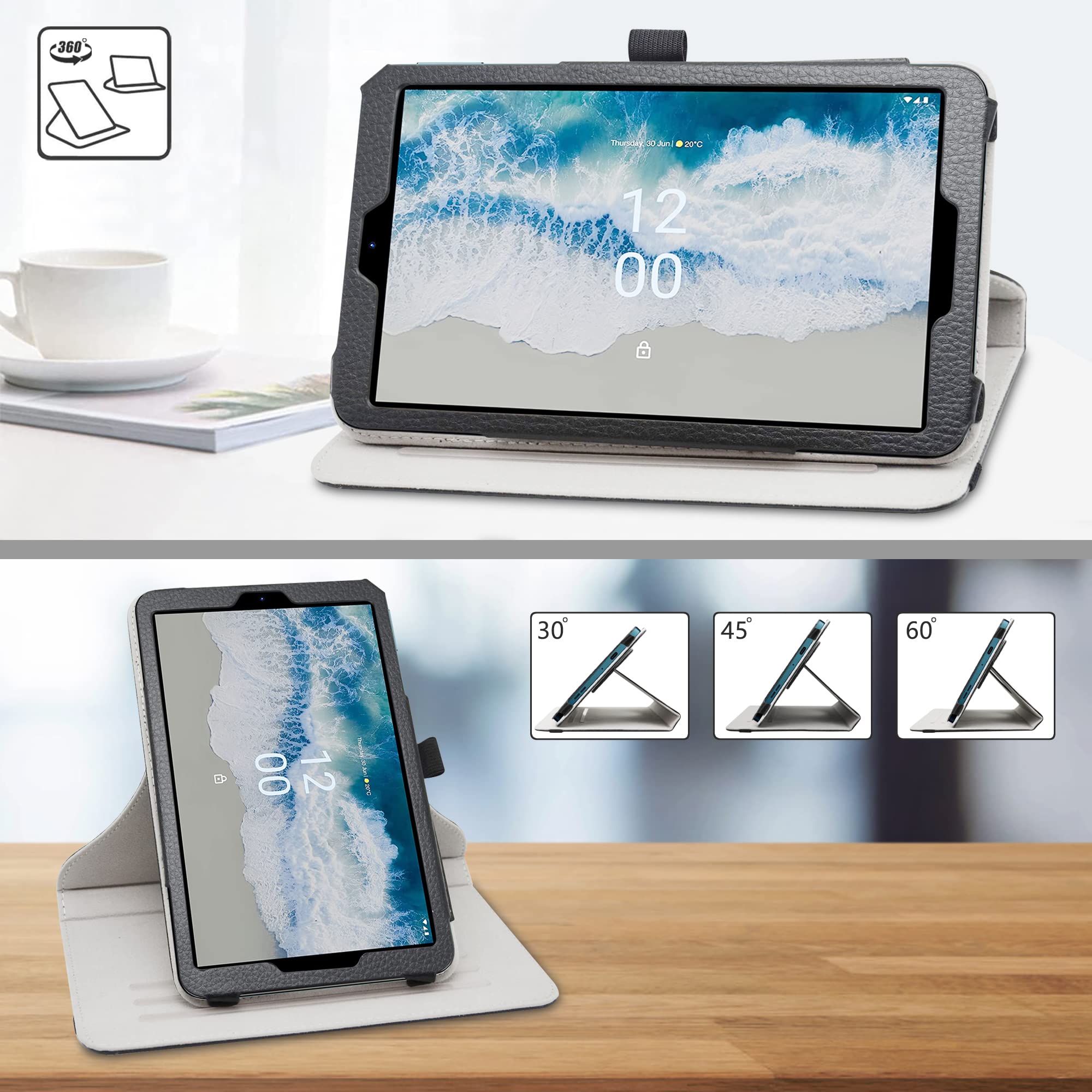 MAMA MOUTH Compatible With Nokia T10 Rotation Case,360 Degree Rotating With Cute Pattern Sleeve Cover For 8" Nokia T10,Black - View #13