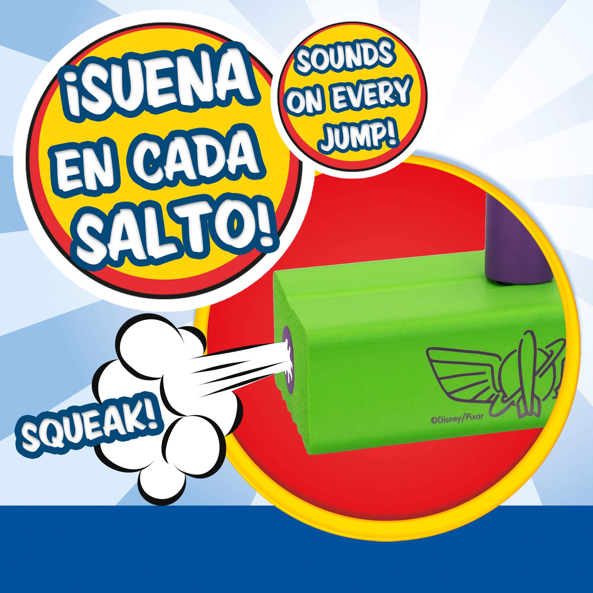 COLORBABY Disney, Pogo stick Buzz Lightyear, Toy Story juguetes, jumper de goma 42cm de altura, saltarín ligero y fácil de transportar, niños a partir de 3 años (77322)