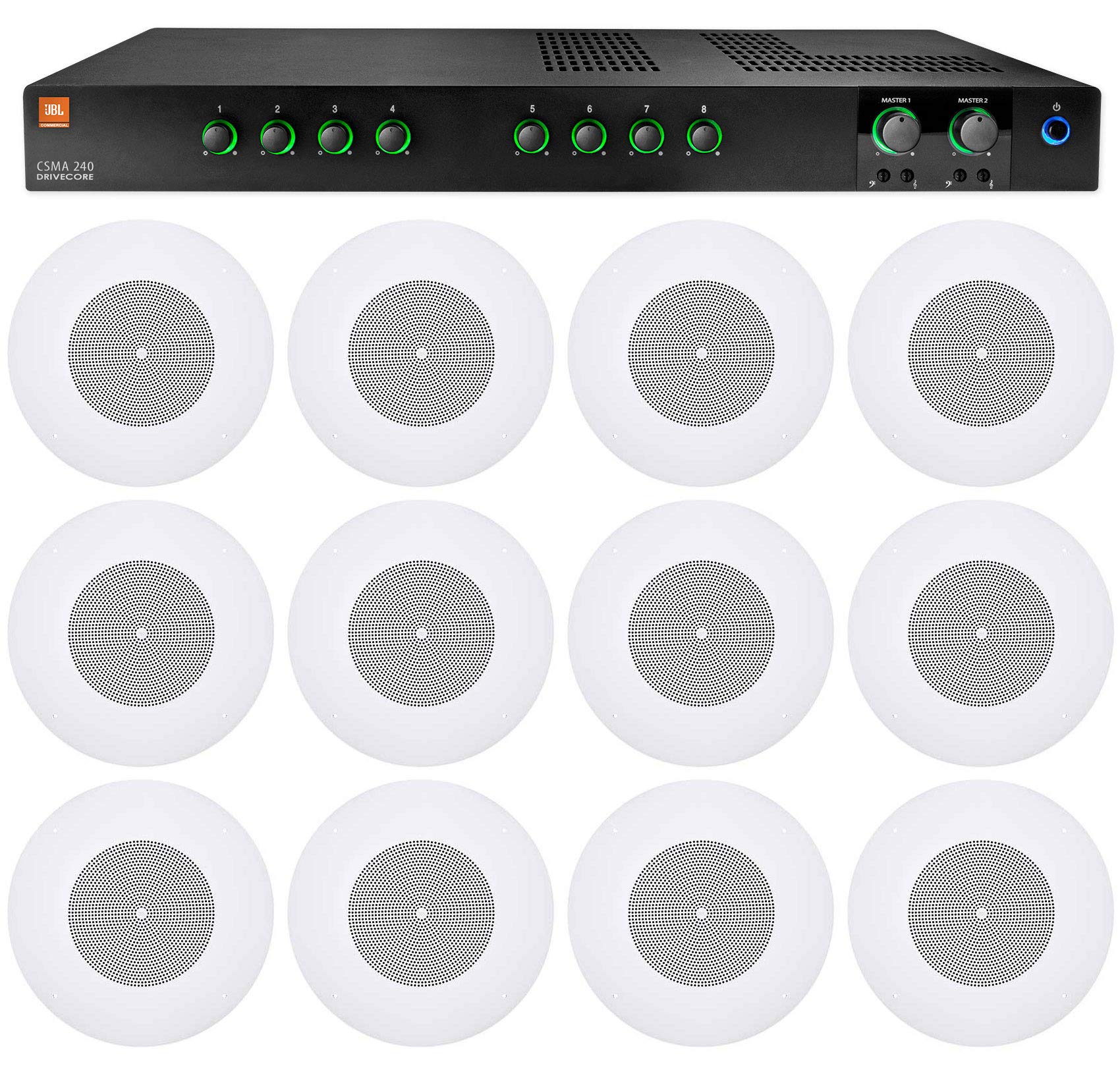 Audiosavings Bundle: JBL CSMA240 Commercial/Restaurant Amplifier 4ohm/8ohm/70V/100V Bundle with (12) JBL CSS8008 8
