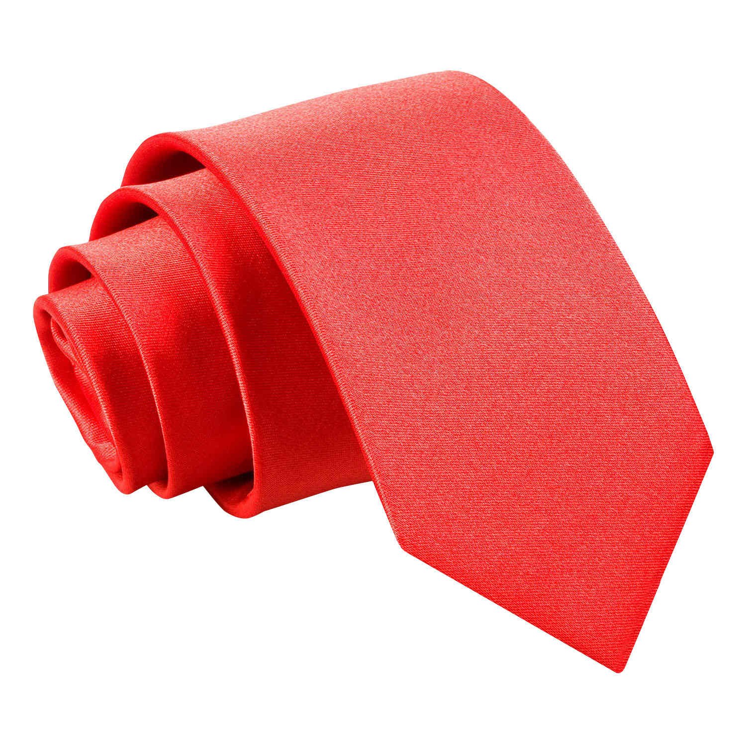 DQT Mens Plain Satin Tie – Wedding, Business & Formal Necktie - Red Slim 7cm