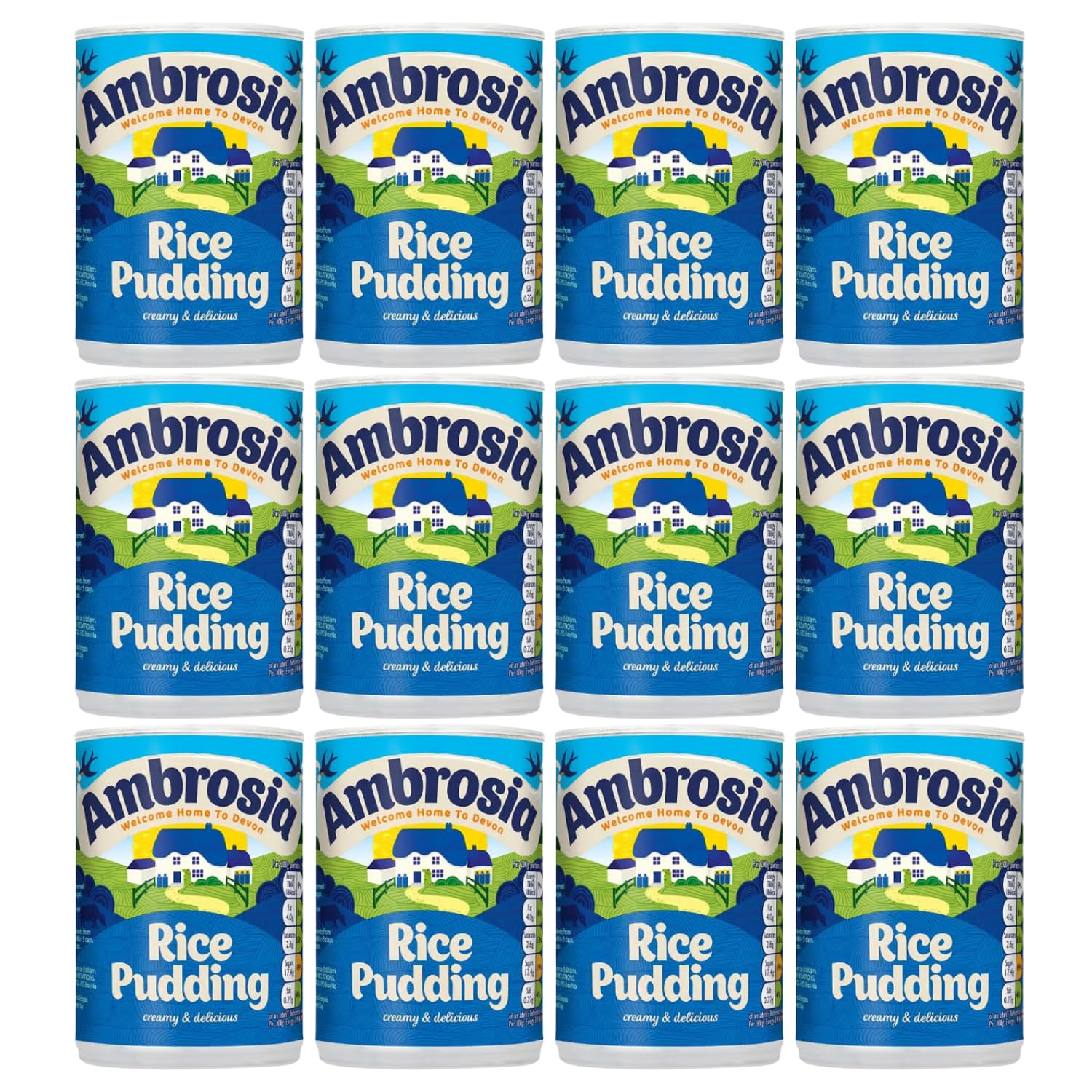 AMBROSIA Rice Pudding 12 Pièces 425 g - Lot de 12