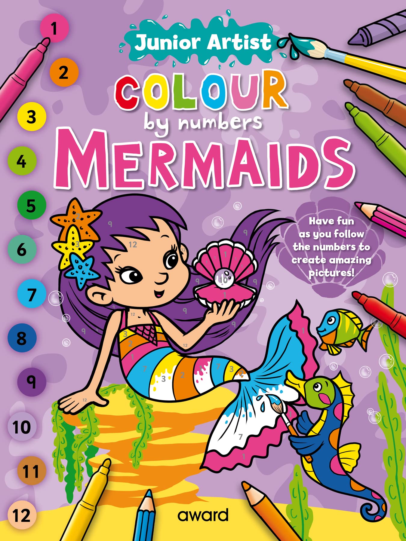 Award Publications Ltd Junior Artist Colour By Numbers: Mermaids Paperback – Coloring Book, 27 August 2020