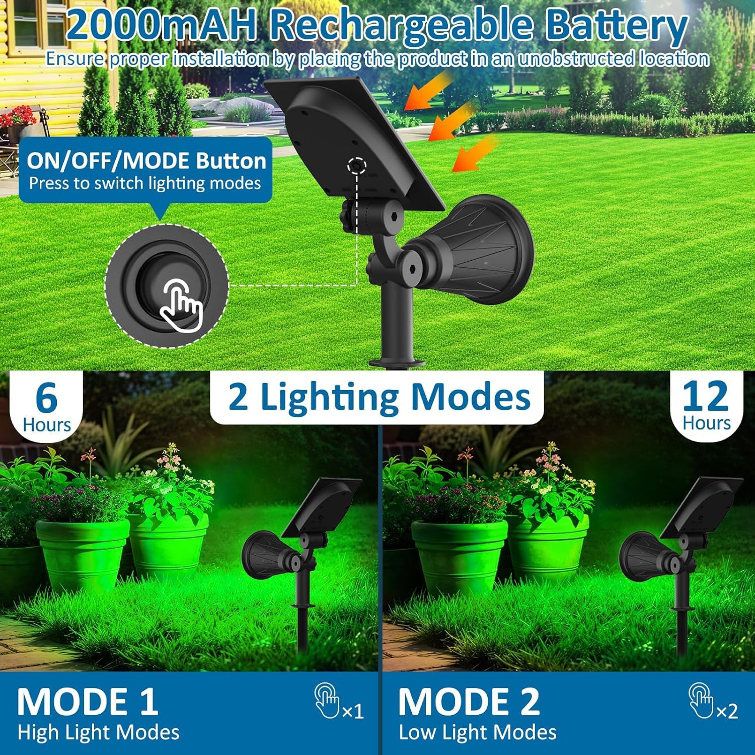 T-SUNUS Luci Solari Esterno Giardino, 4 LED Faretti Solari da Esterno Lampada Solare Giardino IP65 Impermeabile Faretti Solari a LED Esterno Decorative per Piscina Vialetto Patio Alberi 4 Pezzi Verde