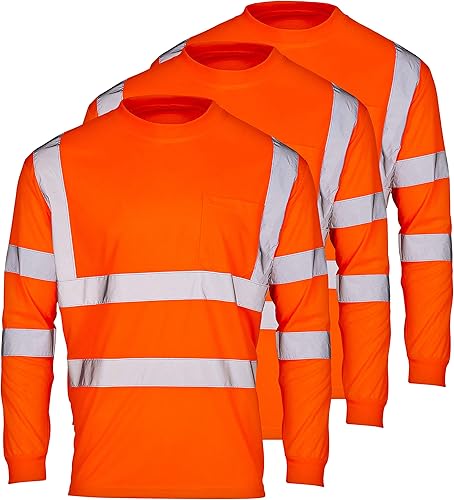 Camisas de alta visibilidad para hombres  Construcción de manga larga Hi Vis, camisas de seguridad reflectantes para hombre, amarillo y naranja
