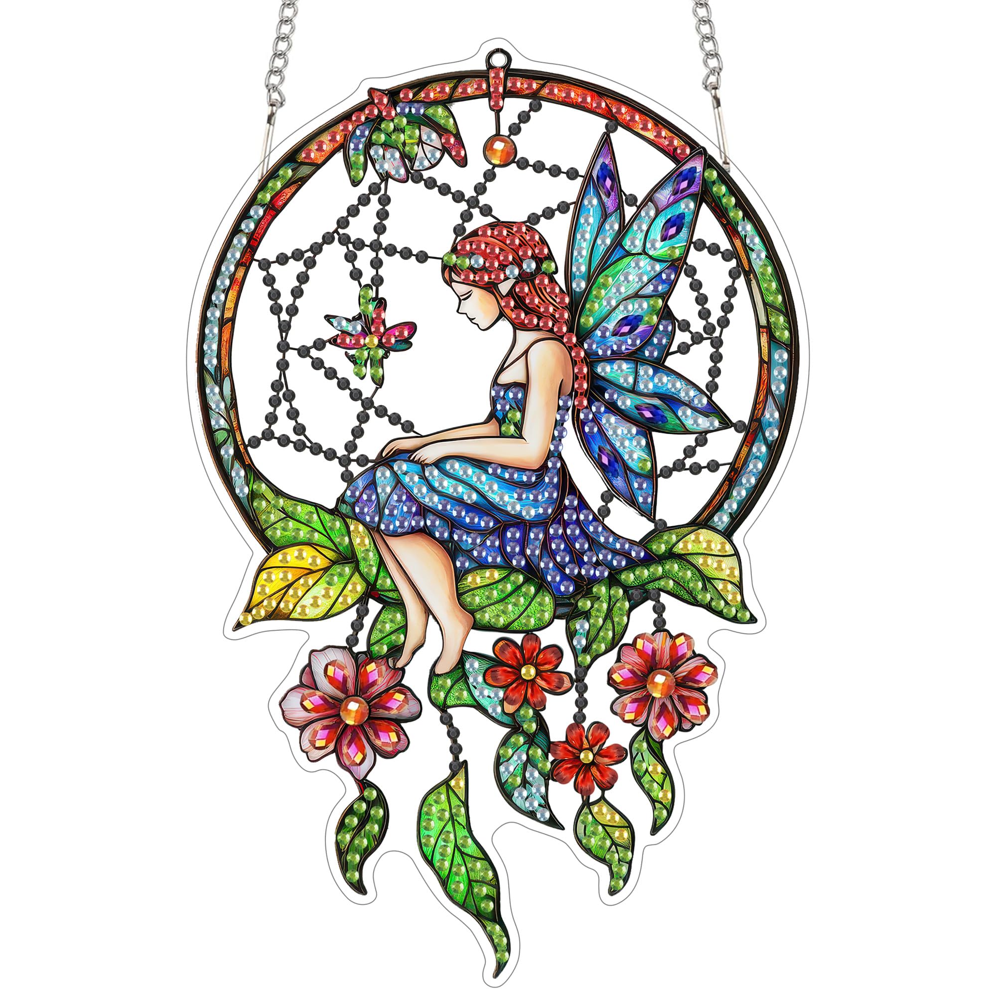 SKRYUIE Hanging Diamond Art Kits for Adults Girl, DIY Window Pendant Diamond Painting Kit Sun Catcher, Special Shaped Crystal Acrylic Double Sided,