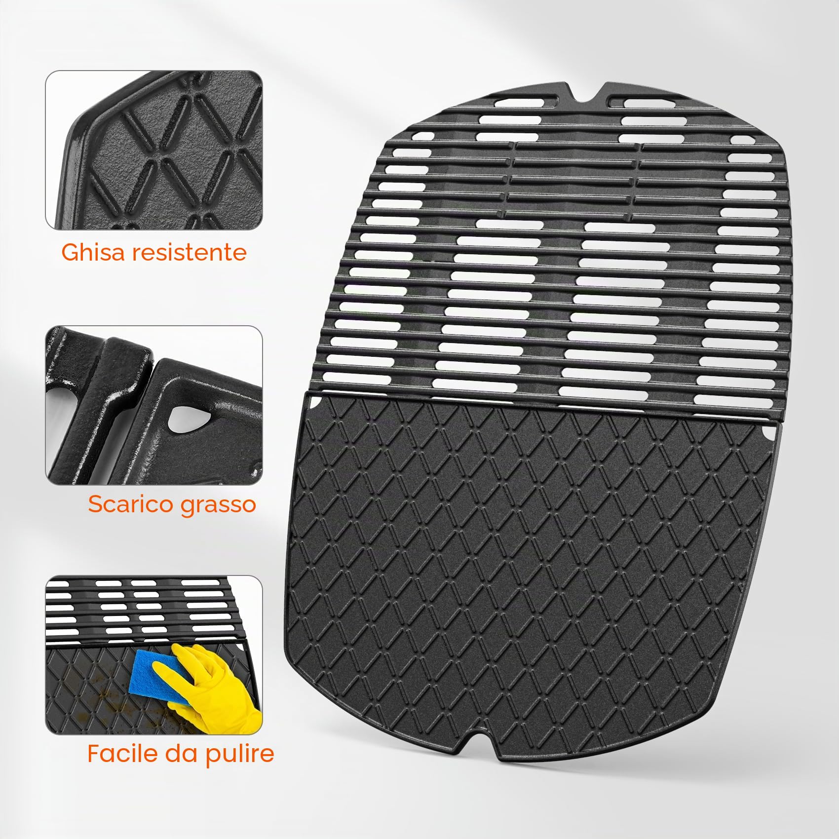 Onlyfire Set di Piastra e Griglia di Cottura in Ghisa per Griglie a Gas Weber Q300 Q320 Q3000 Q3100 Q3200, Ricambio per Weber 6560/7646
