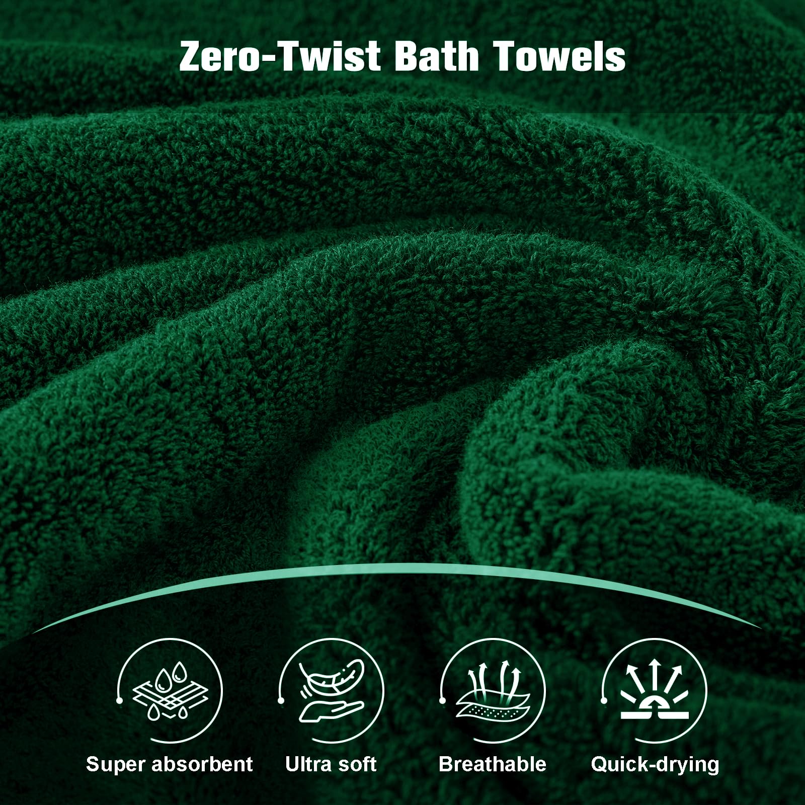 COZYART Formalny zielony zestaw ręczników kąpielowych, 6-częściowy, luksusowa, 100% turecka bawełna, 650 g/m², jakość hotelowa, miękkie, chłonne, zestawy ręczników do łazienki, 2 ręczniki kąpielowe, 2