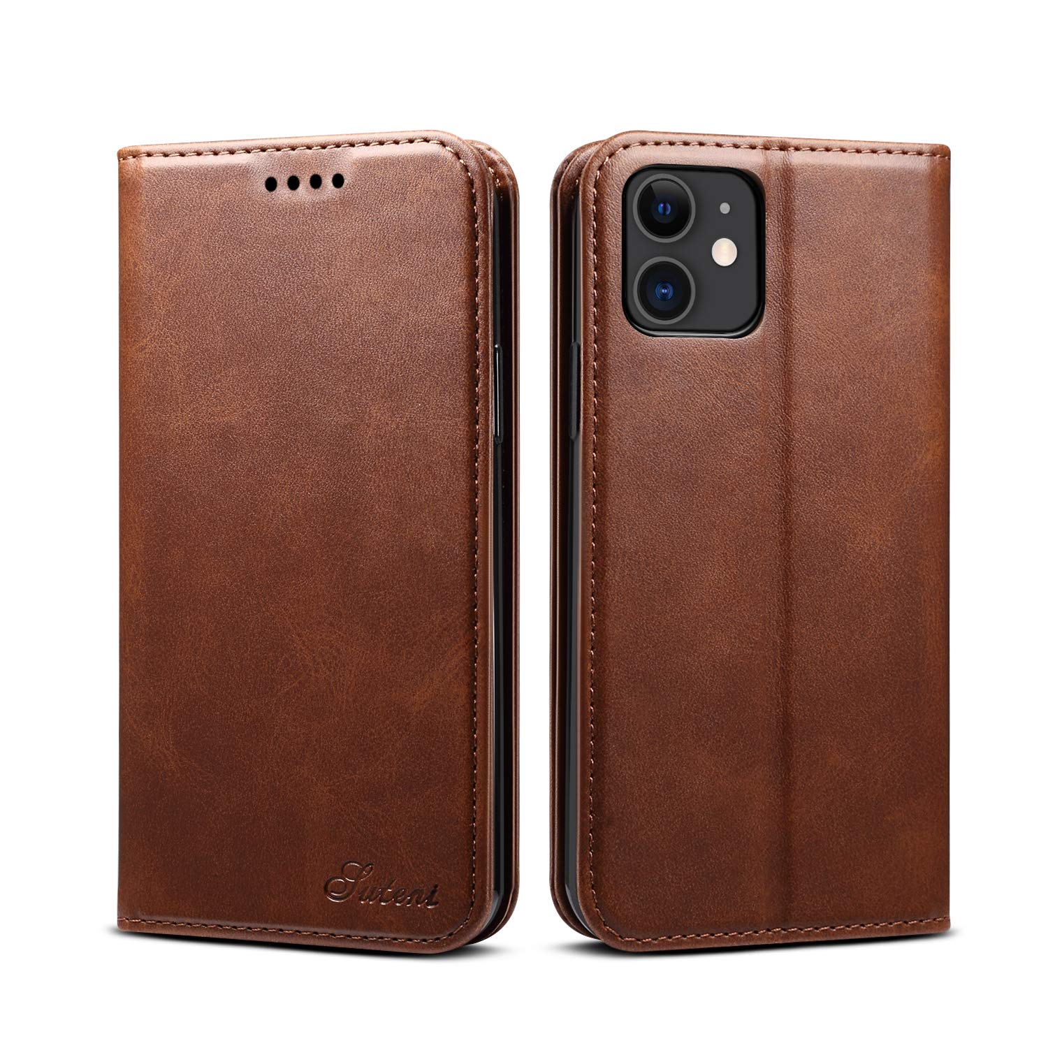 Wallet Case for iPhone 11,TACOO Soft Leather Slim Fit Fold Card Money Holder Slot Magnet Adsorption Protective Men Women Girl Black Durable Cover for Apple iPhone 10 2017 Brown