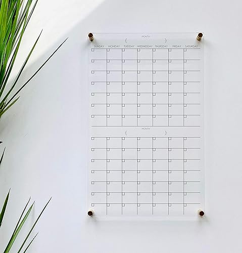 Miniatura 2 de Large Clear Acrylic Monthly Calenda for wall  Dry-Erase Message White Board Calendar Wall Mounted Office Home Family Organization Tools Must Haves