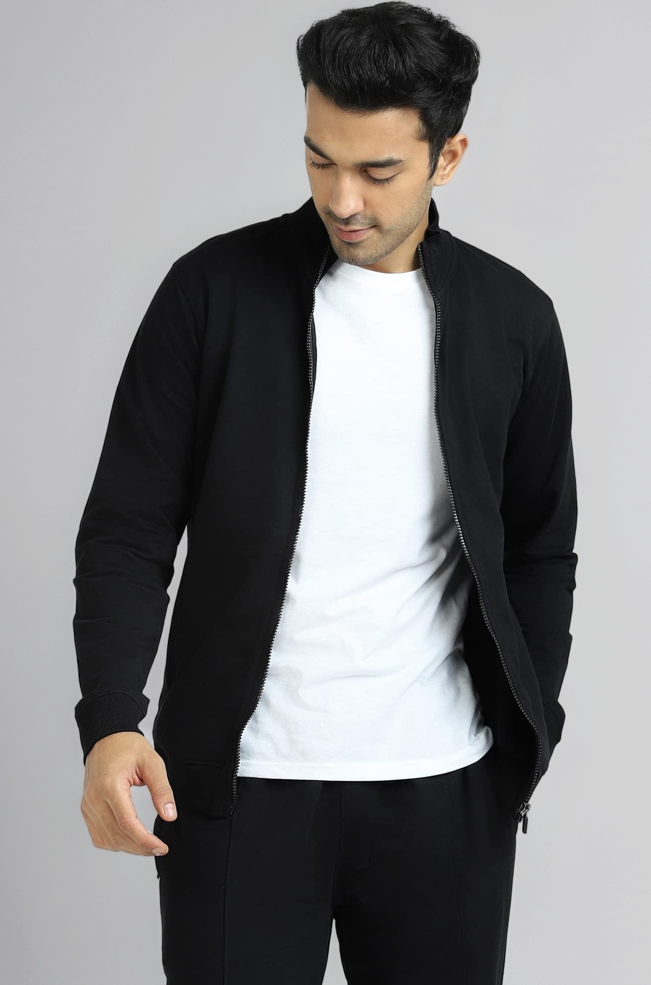 Men's Cruze Regular Fit High Neck Zip-Up Winter Jacket with Full Zipper Closure and Side Pockets