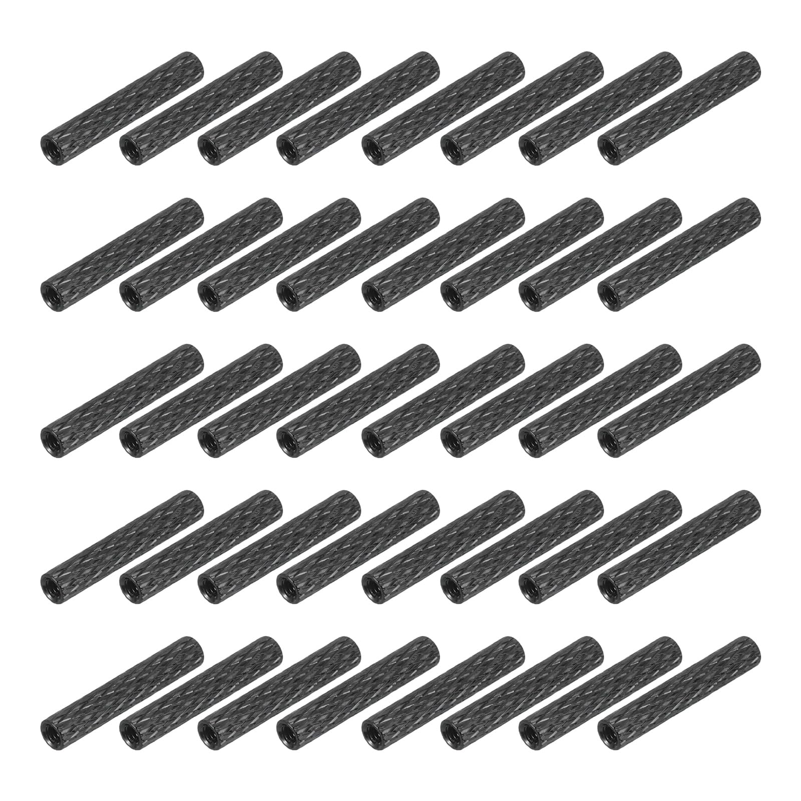 sourcing map 50Pcs M2 x 20mm Aluminum Knurled Spacer Standoff, Round Coupling Nut Bolt Connector Nut Sleeve Stud Rod Fastener for RC Drone Quadcopter FPV Drone DIY Parts (Black, 3.5mm OD)