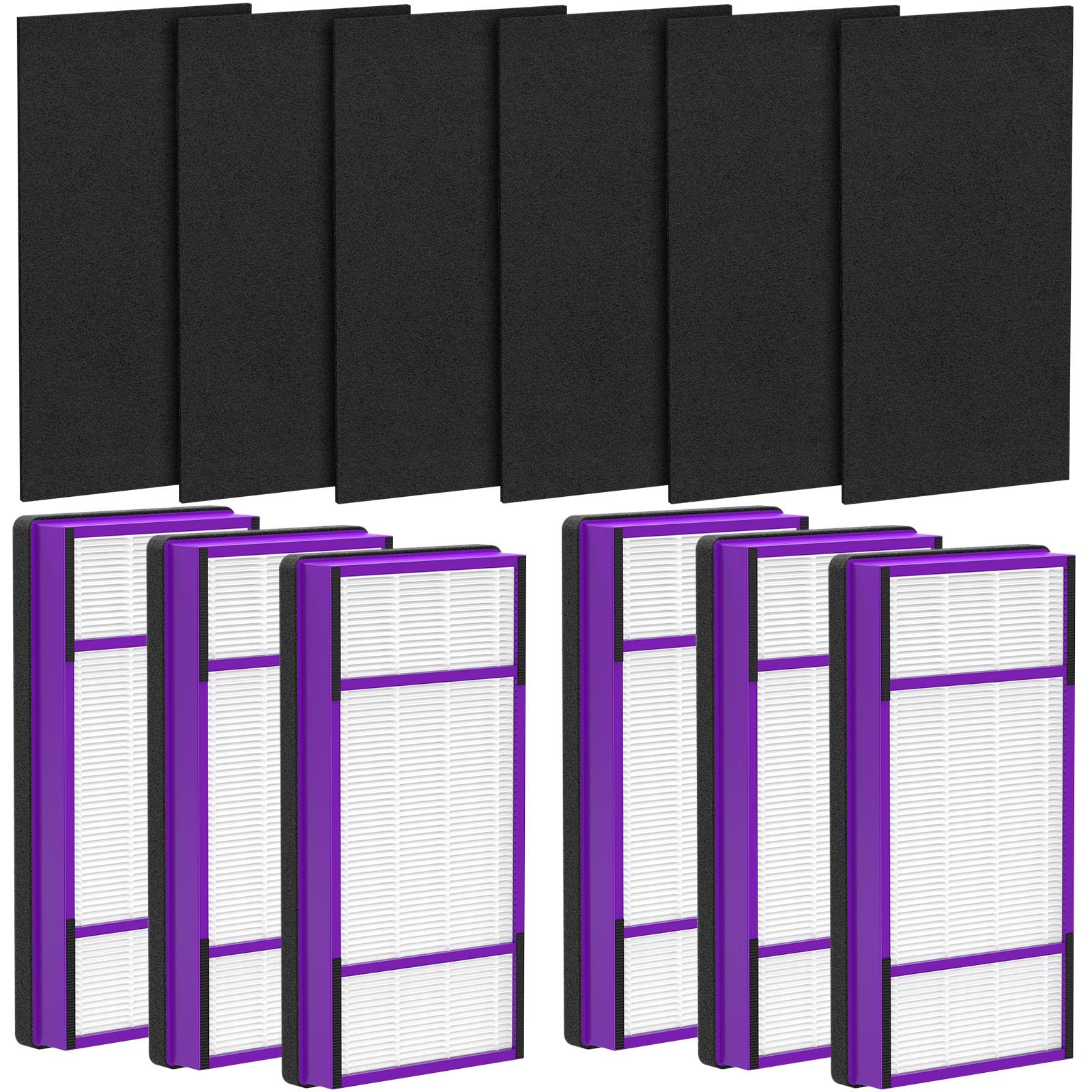 GoKBNY 6-Pack AER1 Replacement Filter Compatible with Holmes AER1 Purifiers, Part # HAPF30AT, HAPF300AH-U4R, HAP242-NUC, 6× Filters+6×Carbon