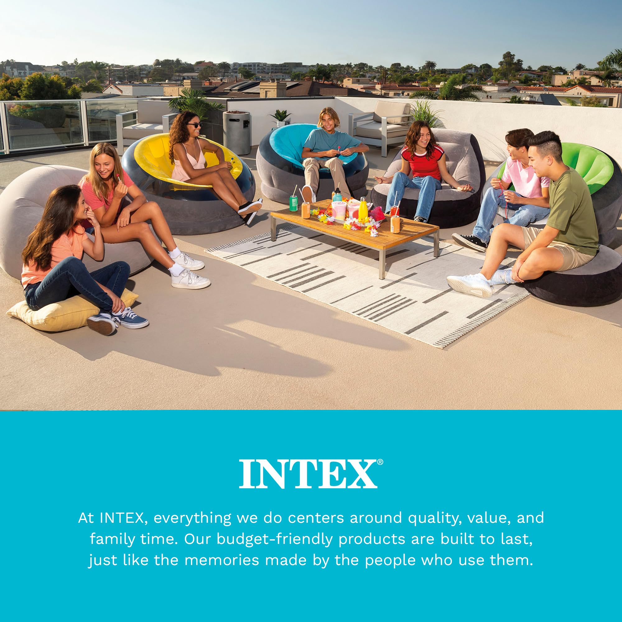 Intex Vinyl Beanless Bag Inflatable Chair, 42" X 41" X 27", Beige 4