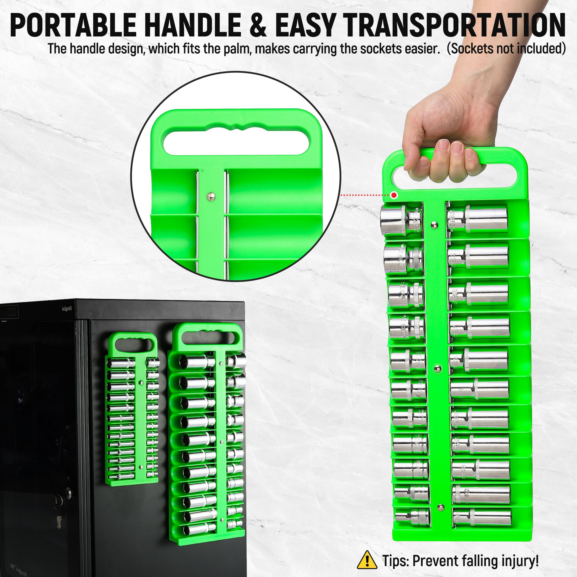 Reniteco Magnetic Socket Organizer Set, 6PC 1/2" 3/8" 1/4" Drive Aluminum Alloy - View #13