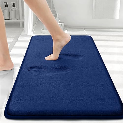 Miniatura 125 de Smiry Tapete de baño de espuma viscoelástica de 24 x 16 pulgadas, extra suave y absorbente, antideslizante, lavable para suelo, ducha y bañera,
