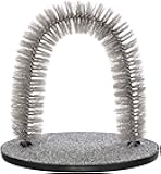 Cat Massager and Self Grooming Arch, Bristle Ring Brush, Carpet Base Scratcher, Cat Self Groomer, Gray, Small