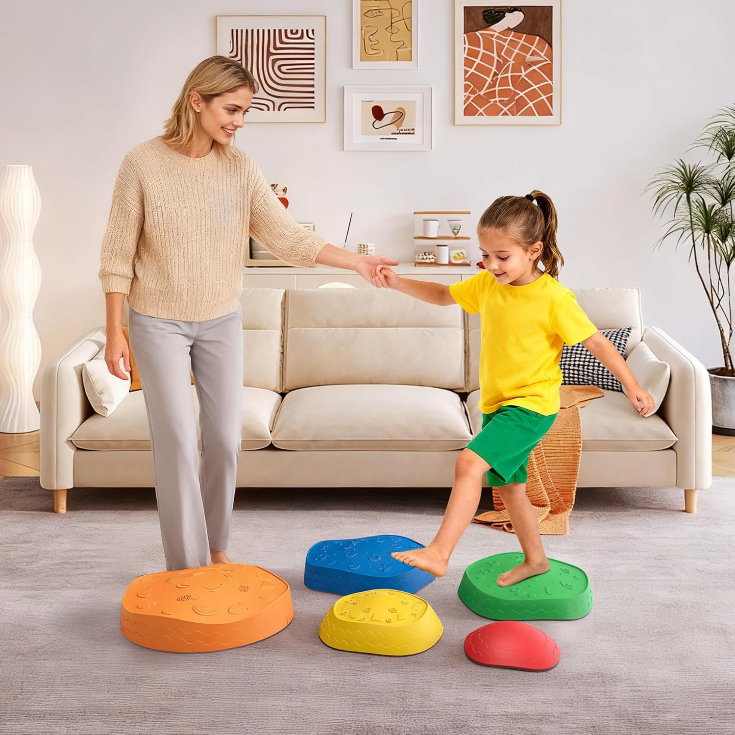 Stepping Stones for Kids - 5 Pack Non-Slip Balance Stepping Stones, Sensory Outdoor Toys for Toddlers Age 3-6, Garden Play Equipment for Promoting Toddler's Balance & Coordination Skills - Image 7