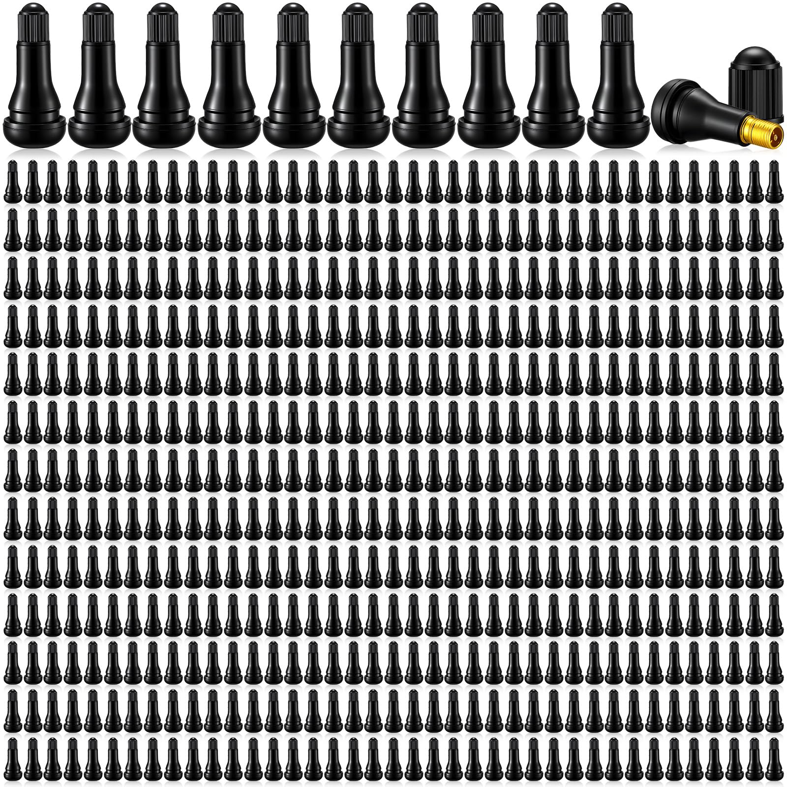 Tallew 700 Pieces TR413 Tire Valve Stems, Rubber Snap-in Tubeless, Black