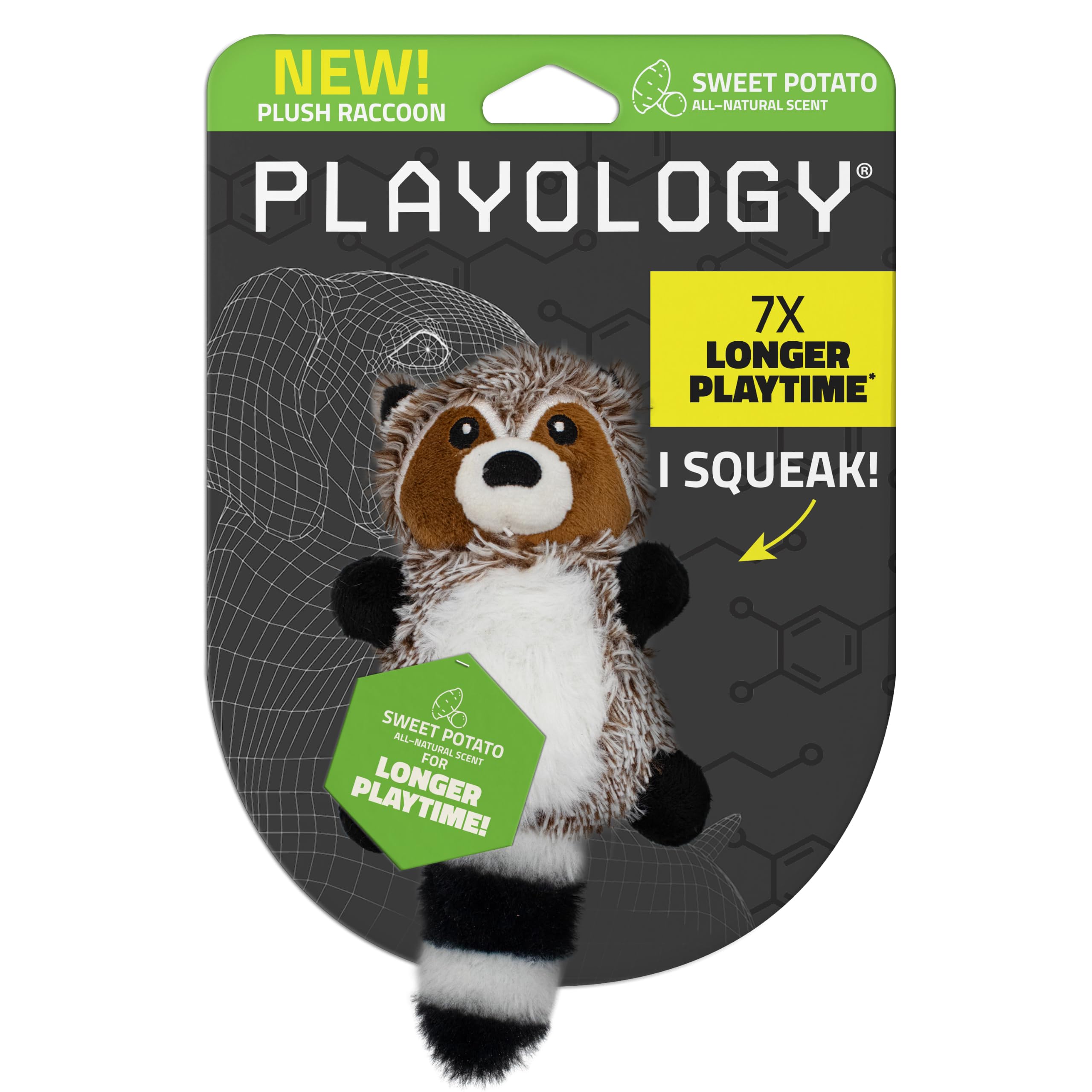 Amazon.com: Playology Dog Toys | Plush Racoon Stuffed Animal for
