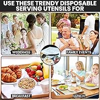 Vista 6 de Cucharas de plástico negro de 8.5 pulgadas para bufé, 12 unidades a granel, cuchara desechable resistente, utensilios de plástico grandes