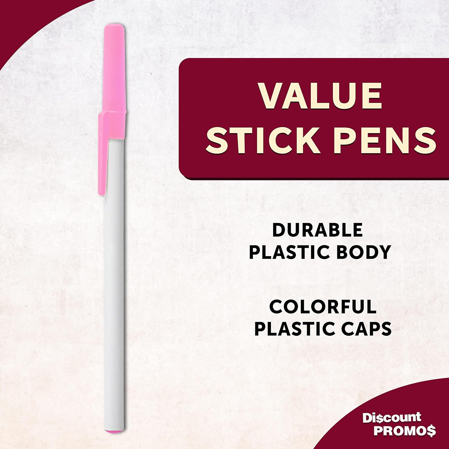 DISCOUNT PROMOS Value Stick Pens Set of 10, Bulk Pack - Black Ink, Great for Office, School, Business, Tradeshows, Events - Orange