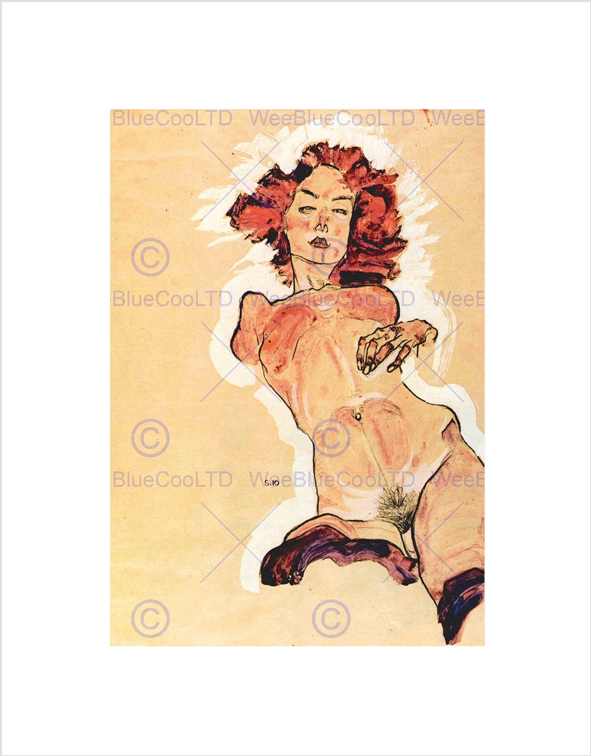 Wee Blue Coo Egon Schiele Female Act Old Master Picture Wall Art Print