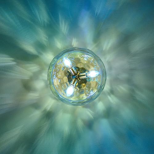 Miniatura 8 de Lámpara de techo de cristal vintage de montaje empotrado  Lámpara de techo de 12 pulgadas de vidrio martillado arcoíris para pasillo, lámpara de